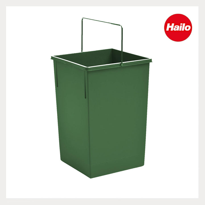 Hailo Inneneimer 15 Liter grün | Ersatzeimer mit Henkel verchromt | passend Abfallsammler | 230 x 22