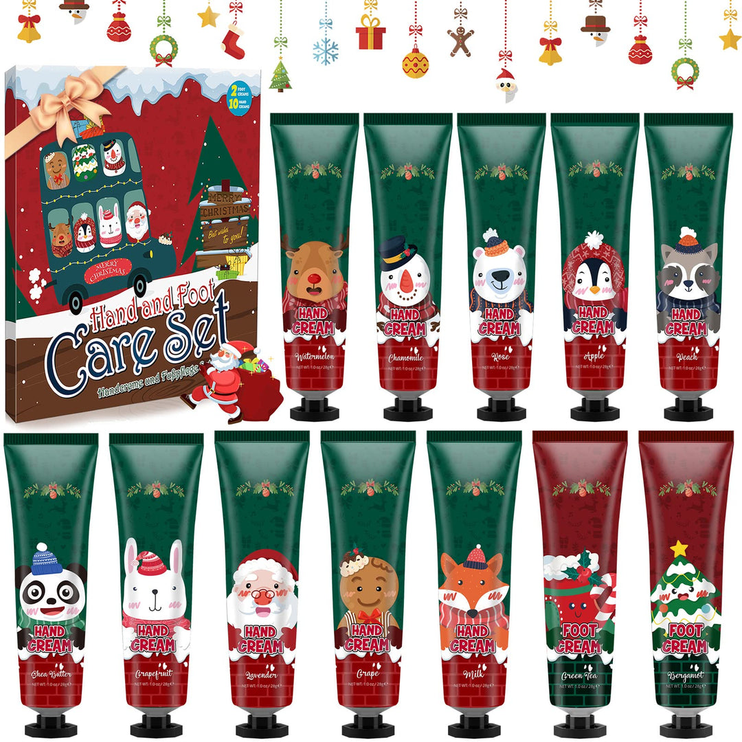 Handcreme Fusscreme Set, 12PCS Feuchtigkeitscreme Pflegecreme für Trockene Rissige Hände Füsse, Gesc