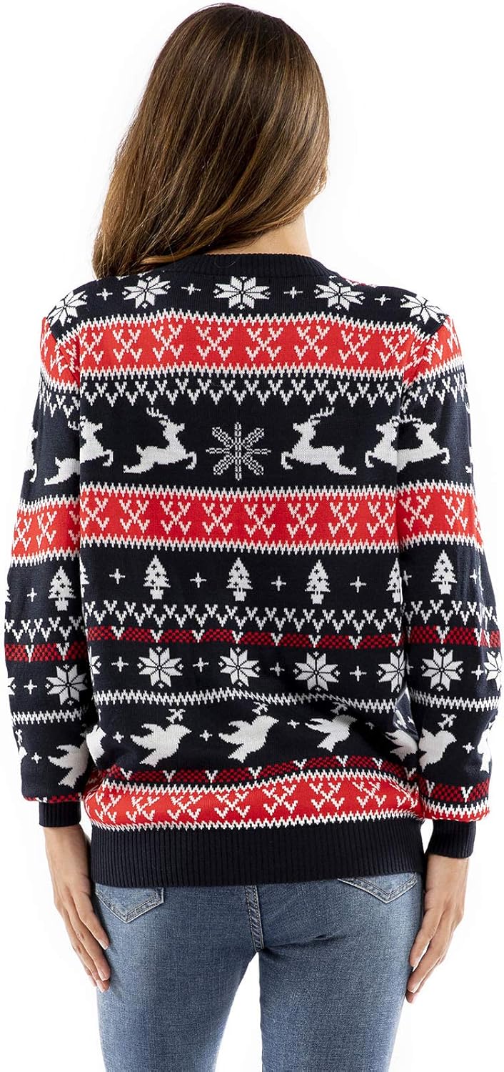 U LOOK UGLY TODAY Hässlicher Weihnachtspullover Damen Unisex lustig Chunky Fair Isle Gestrickter Fes