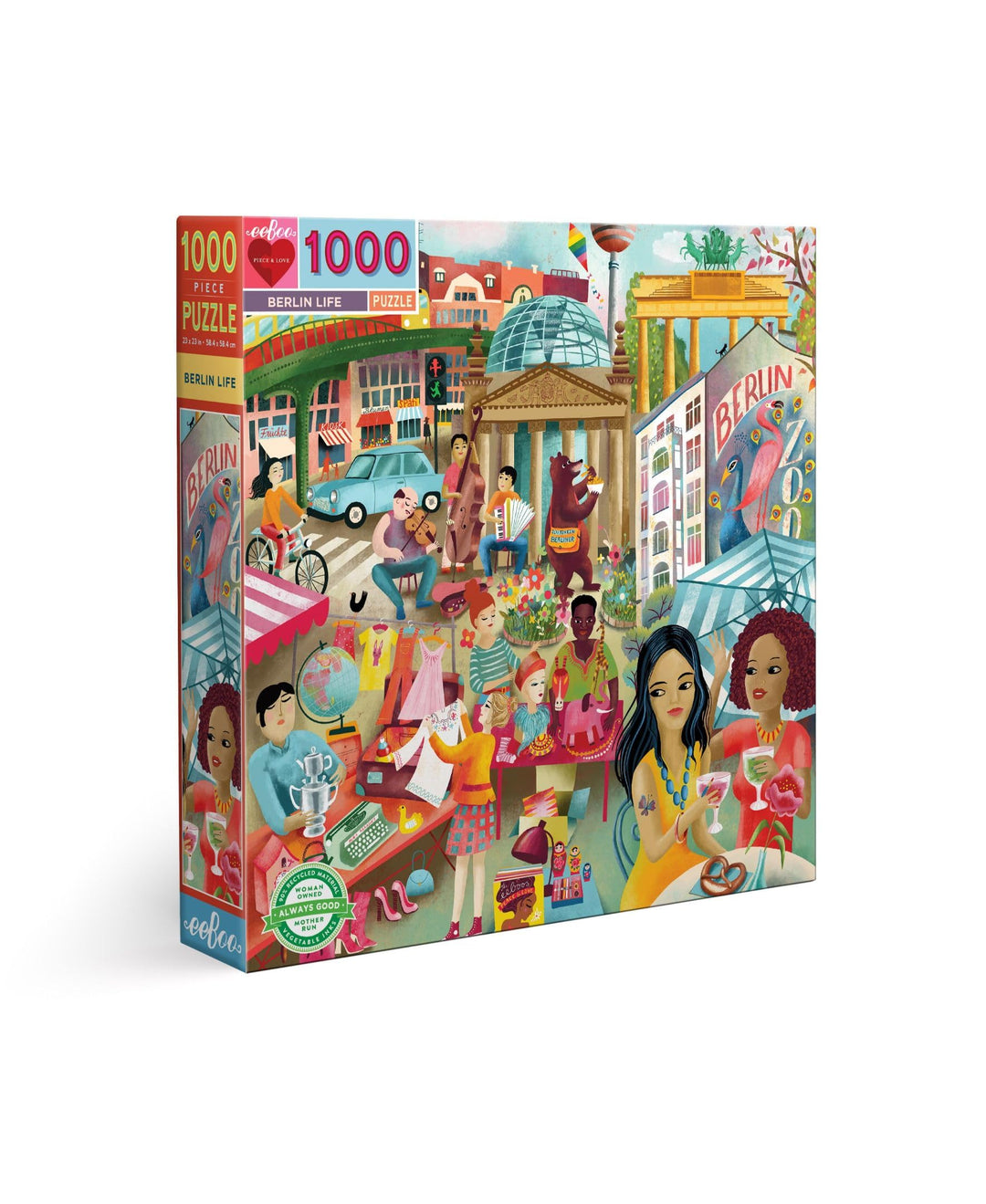 eeBoo PZTBRL Life Puzzle mit 1000 Teilen aus recyceltem Karton für Erwachsene, durch die Stadt Berli
