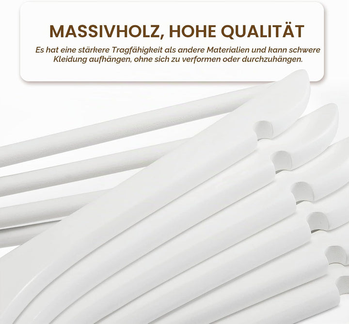 HOUSE DAY Kleiderbügel Holz, 20er Holzkleiderbügel, Kleiderbügel weiss für Anzüge, 360° drehbarer Ha