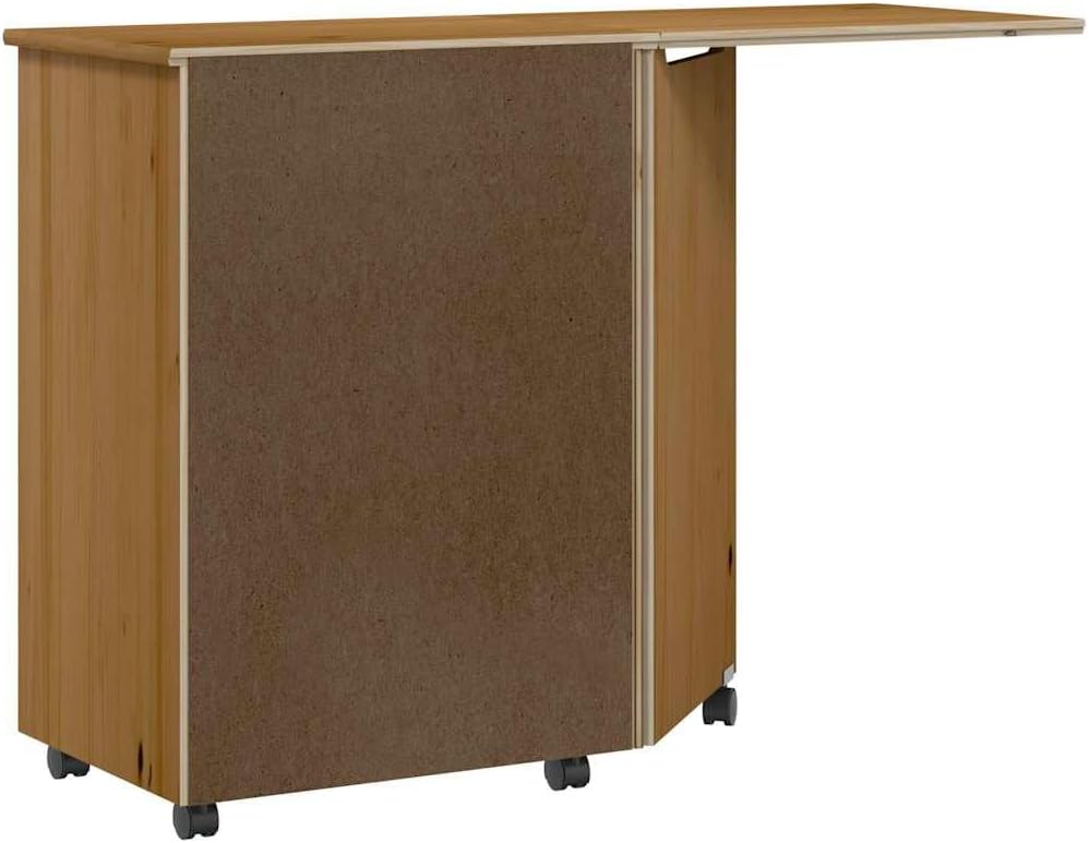 vidaXL Rollschrank mit Schreibtisch Moss Honigbraun Massivholz Kiefer, Kommode, Schubladenschrank, S