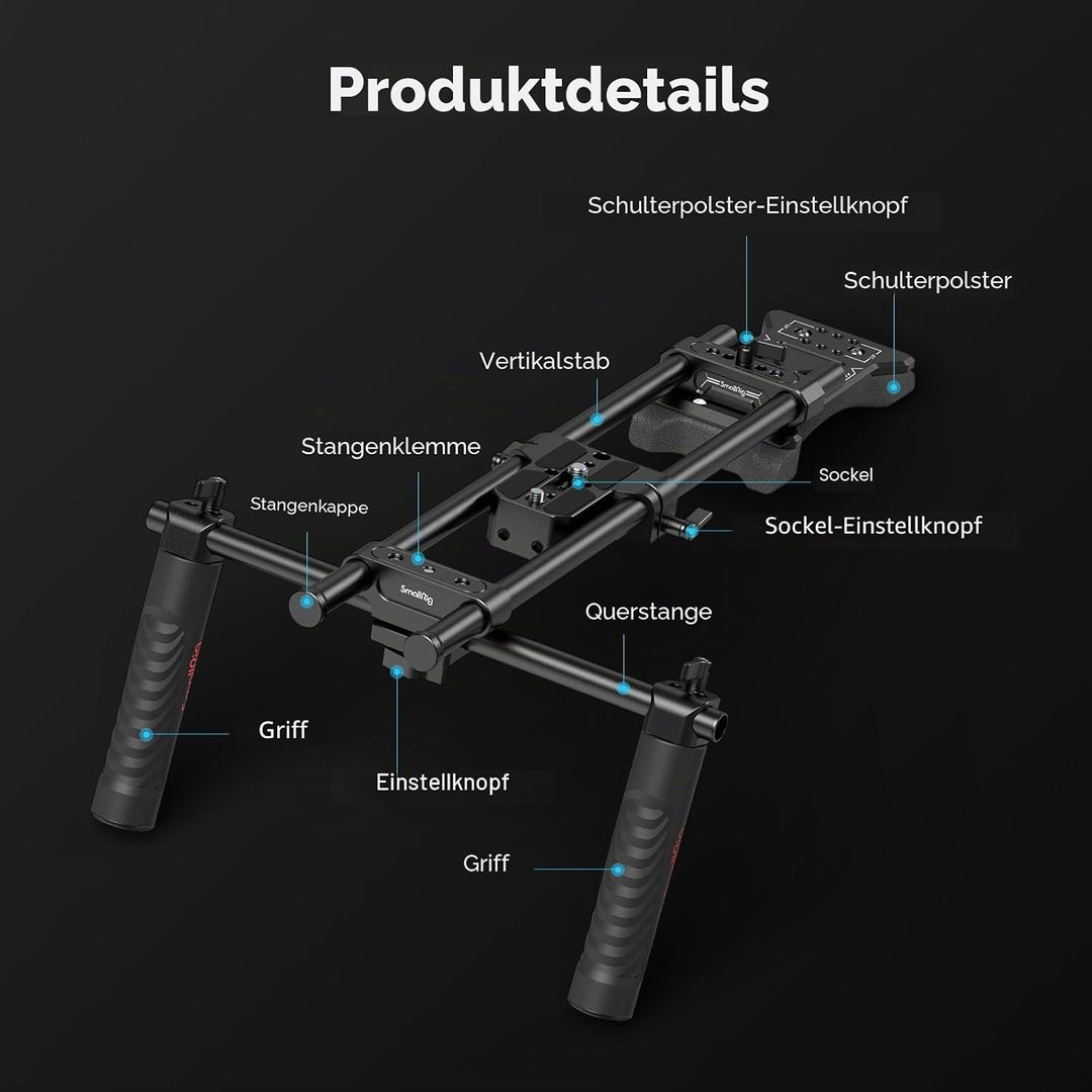 SMALLRIG Camera Shoulder Rig Basic Schulterset für DSLRs und spiegellose Kamera-Rig, Schulter-Rig mi