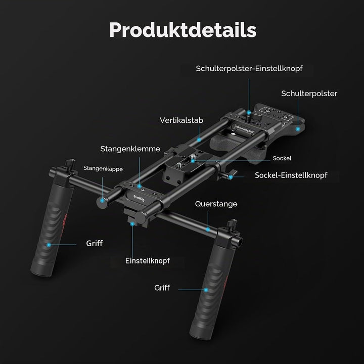 SMALLRIG Camera Shoulder Rig Basic Schulterset für DSLRs und spiegellose Kamera-Rig, Schulter-Rig mi