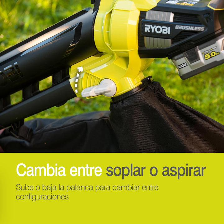RYOBI 18 V ONE+ Brushless Akku-Laubsauger und Laubgebläse OBV18 (Luftmenge 6,0 m³/min, Luftgeschwind