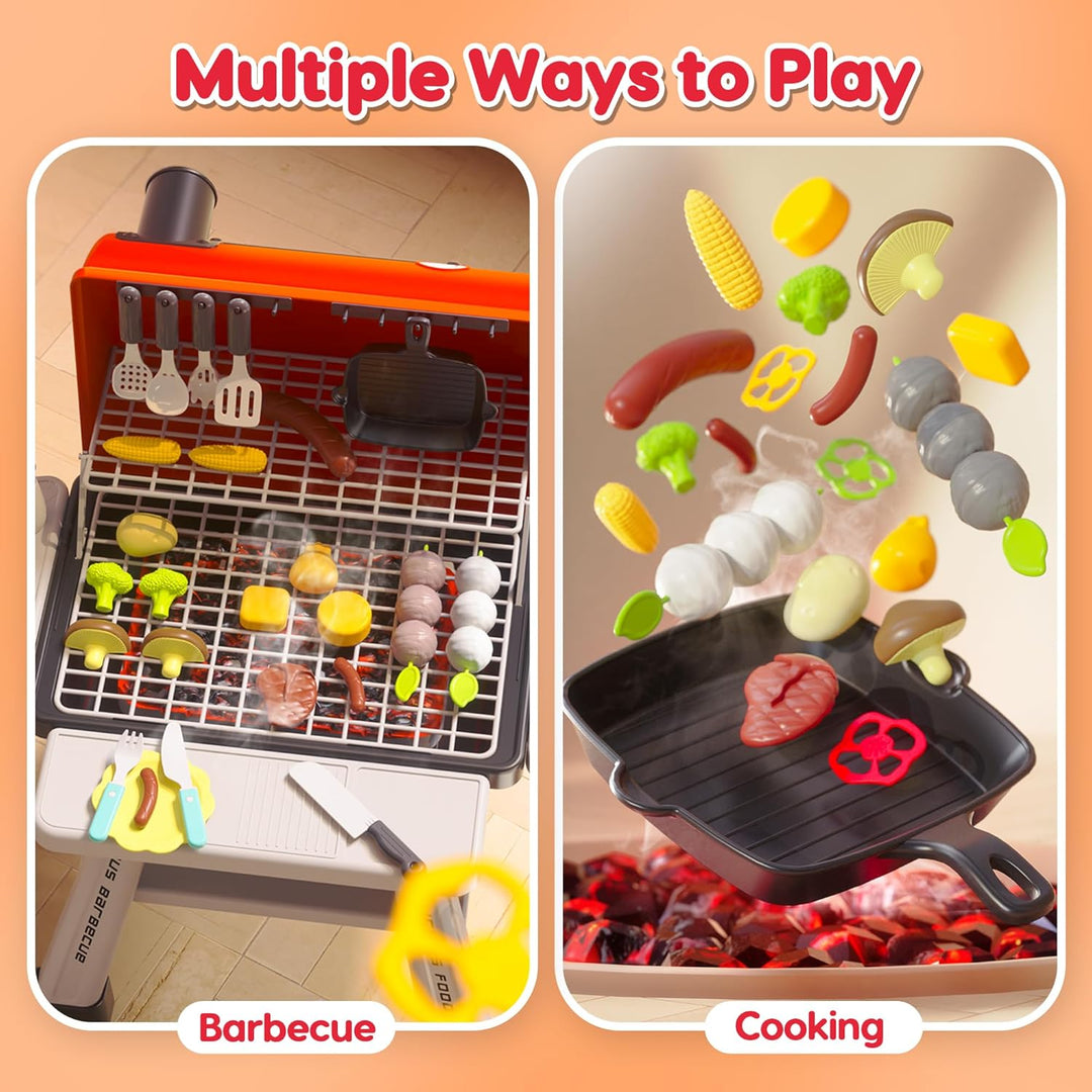 CUTE STONE Kinder BBQ Grill Spielzeug, Küche Spielzeug Set, Realistische Rauch BBQ Grill Spielset mi