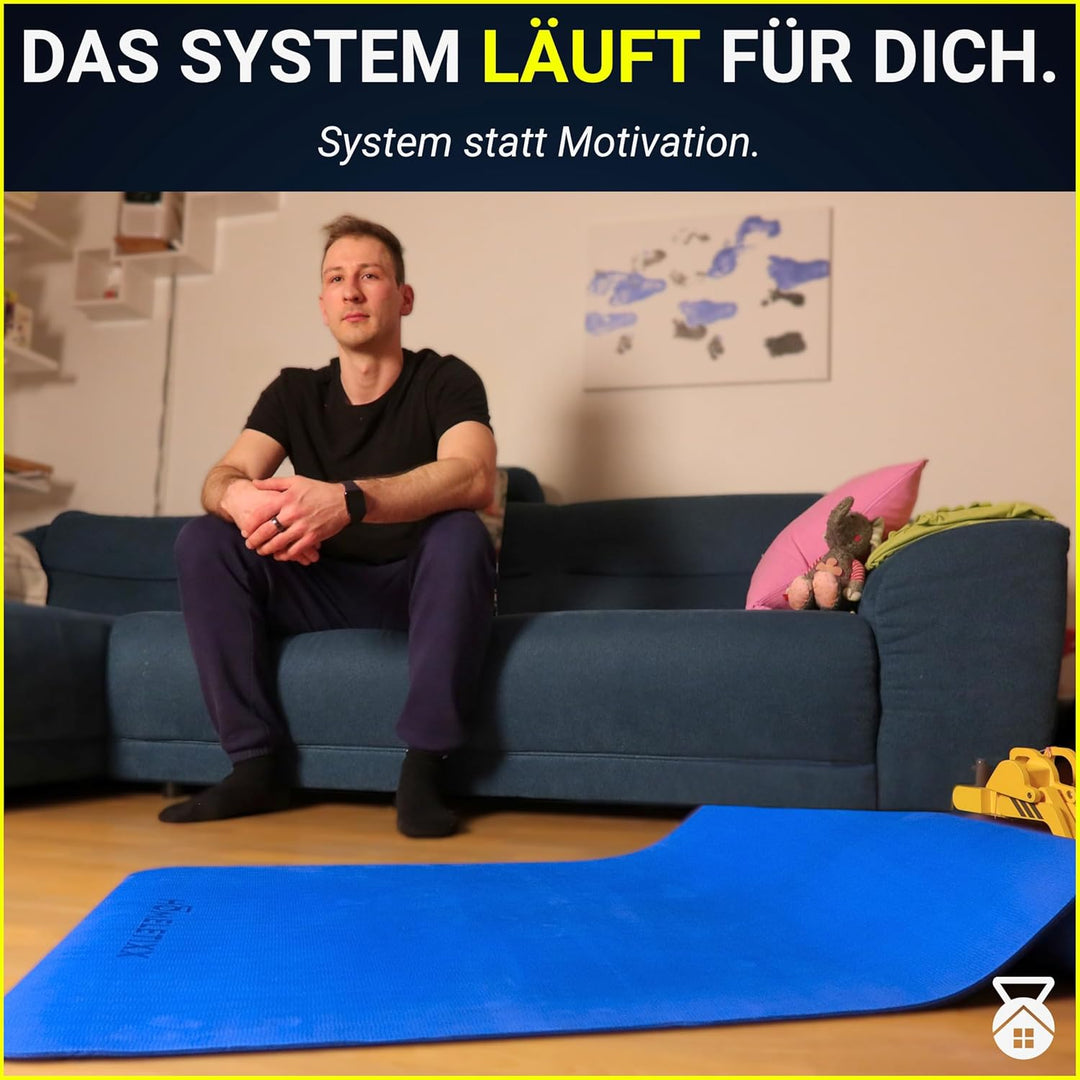 premium Fitnessmatte rutschfest 200cm lang - Sportmatte Yogamatte Gymnastikmatte umweltfreundlich -