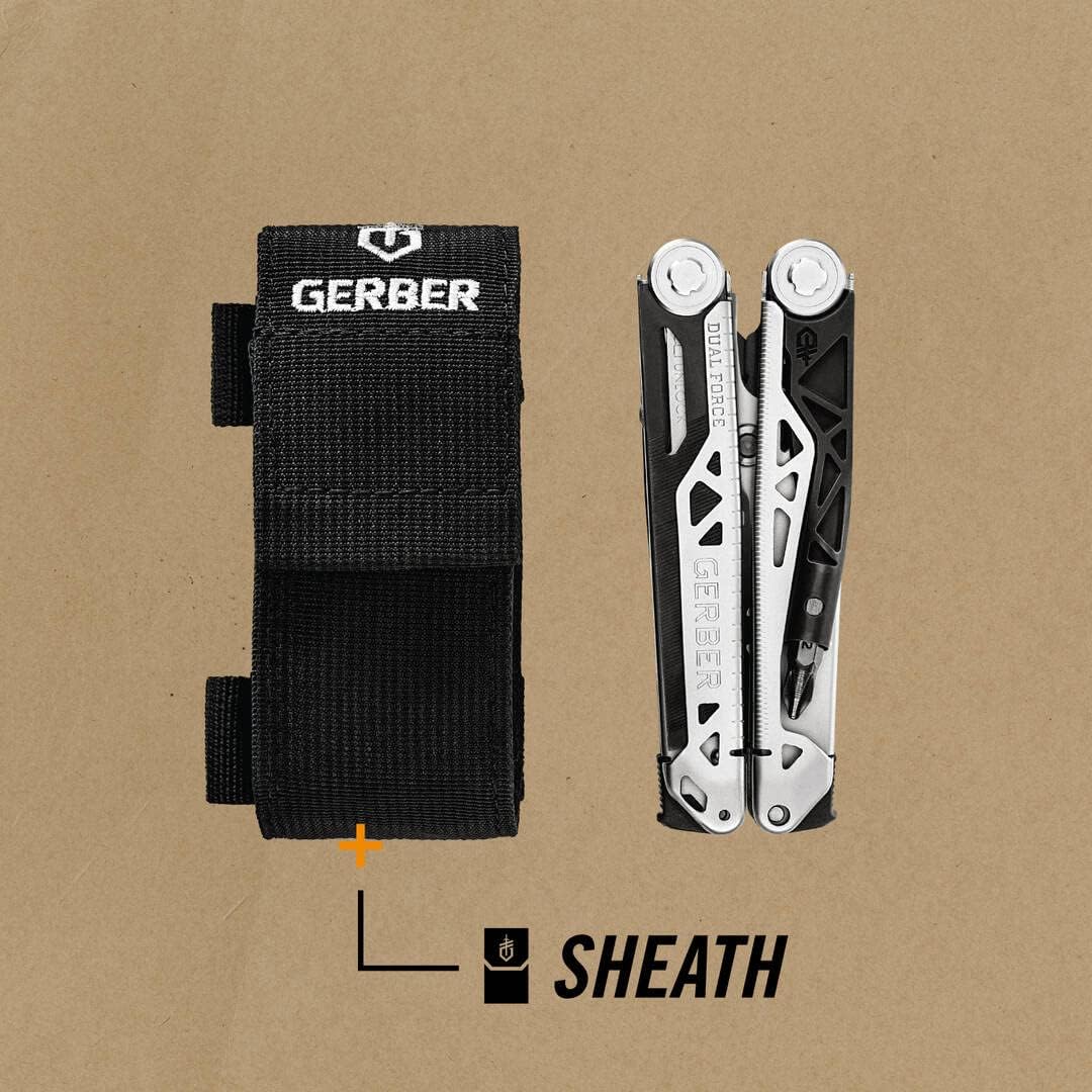 Gerber Multi-Tool mit 12 Funktionen, Dual Force, Inklusive Holster, Mit Einhandöffnung und Frame-Loc