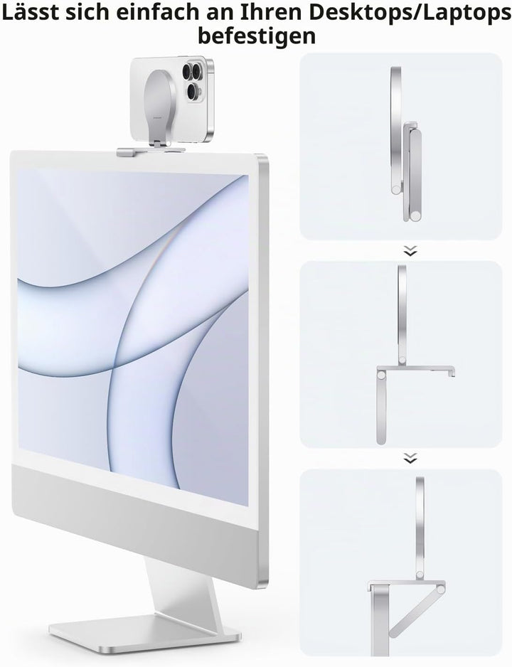 Stouchi Continuity Camera Mount für iMac, Desktop Monitor,Einstellbarer Winkel iPhone Monitor Halter