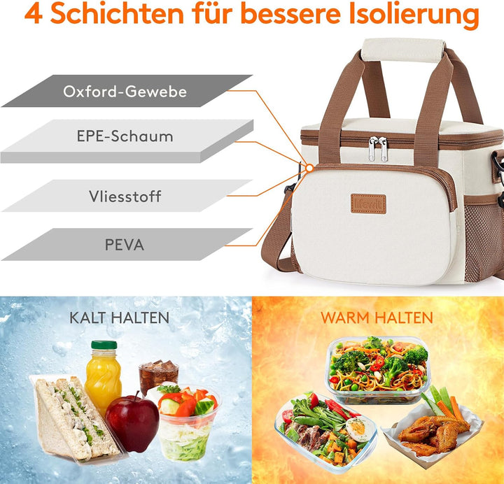Lifewit Kühltasche klein, Isolierte Cooler Bag, Lunchtasche 9L 12 Dosen Creme 9L, Creme 9L