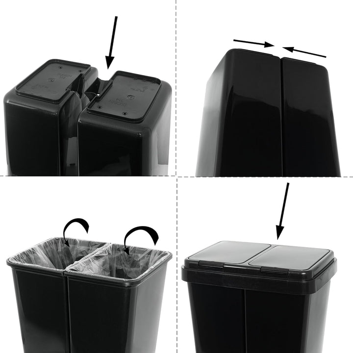 Grizzly Doppelmülleimer 2 x 25l Recycling - Abfallbehälter Mit 2-fach Deckel - Anthrazit Metallic, A