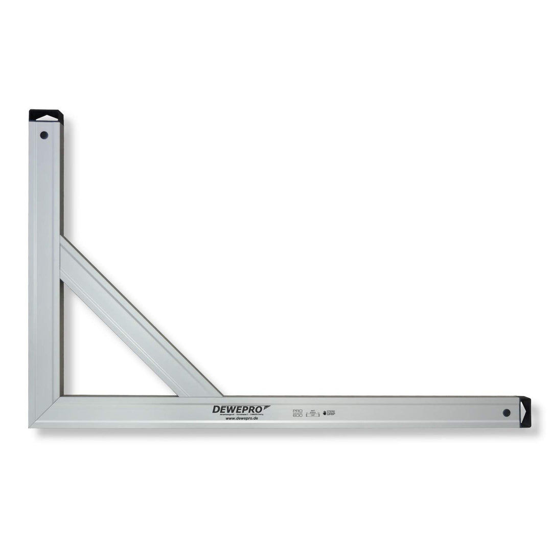 DEWEPRO® Aluminium 90° Bauwinkel 150x80cm extra stabil mit Strebe - Maurerwinkel - Messwinkel - Prof