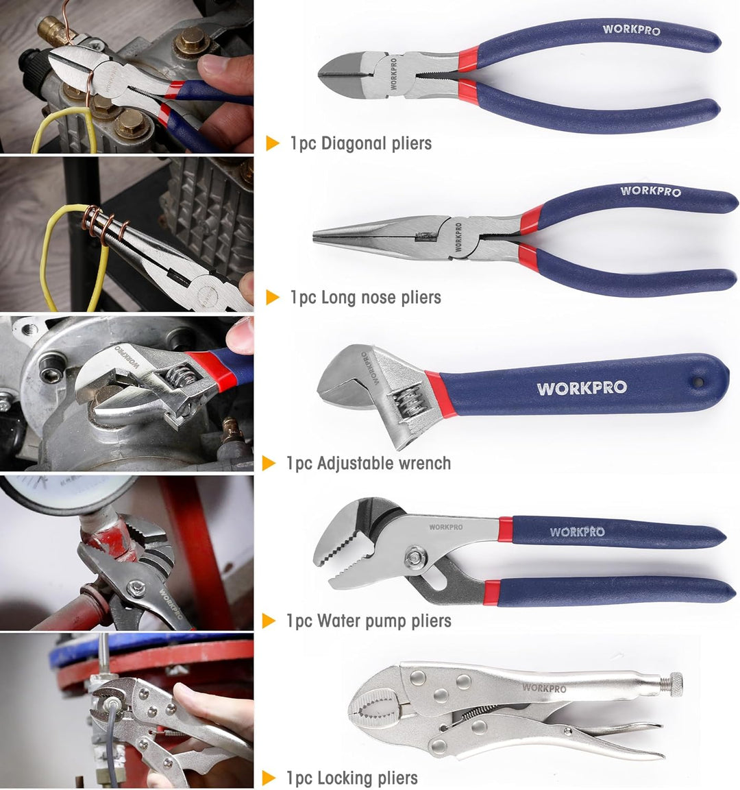 WORKPRO Universal Werkzeugset Haushalt 156-teilig inkl. Werkzeugtasche mit weiter Öffnung für Home R