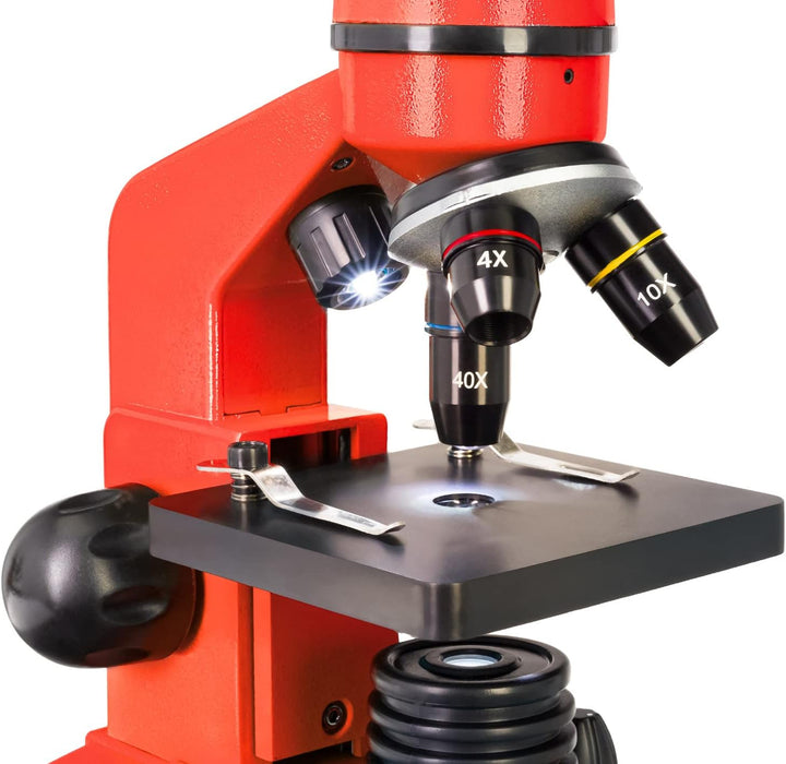 Levenhuk Rainbow 2L Orange Kinder Heimlabor STEM-Set mit Tragbarem Biologischen Mikroskop mit 400-fa