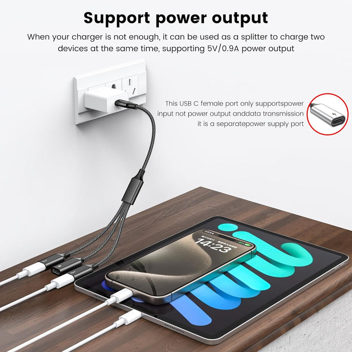 MOGOOD usb C Adapter Y Kabel 3 USB-C Ports Ladegerät Hub für Laptop (Nicht für Monitor) 1 Packung Sc