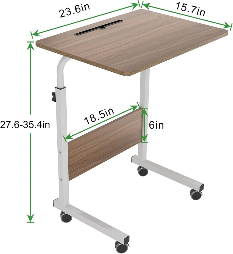 soges Beistelltisch Laptoptisch höhenverstellbar Computertisch PC-Tisch mit Rollen und Einschnitt 60