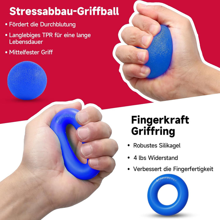 FitBeast Handtrainer Fingertrainer, Griffkraft Trainer Trainingsset - 5er-Pack, Verstellbarer Grip T