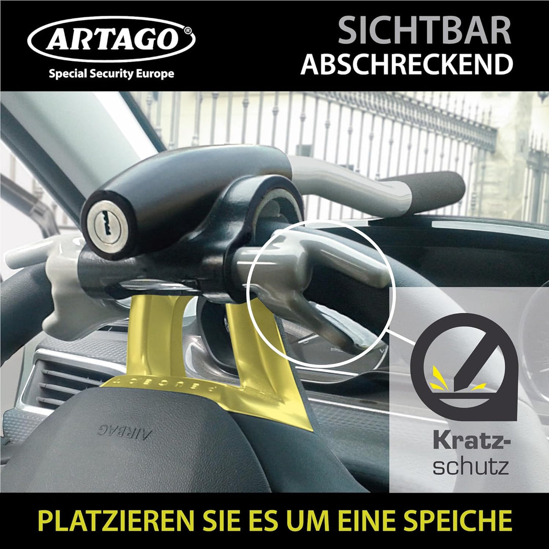 Artago 869 Lenkradkralle Lenkradschloss für Auto Lenkradsperre, Lenkradkralle Wohnmobil Diebstahlsic