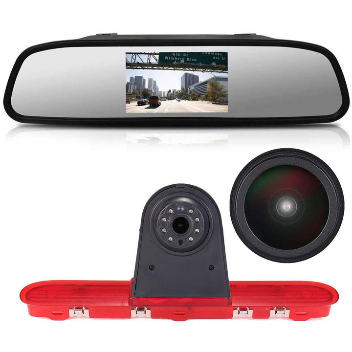 18mm Top Qualität Bremsleuchte Kamera Bremslicht Rückfahrkamera +4,3 Zoll LCD Rückspiegel Transporte