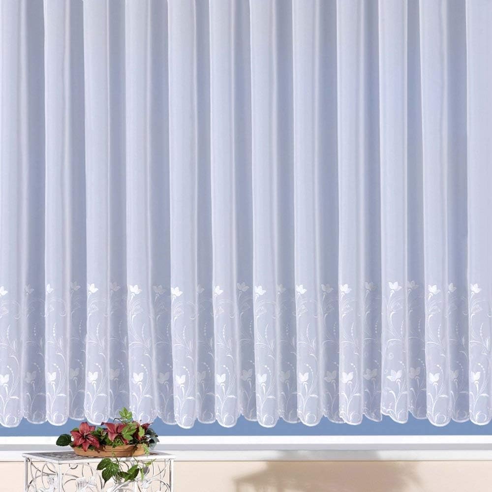 wohnfuehlidee Voile-Fertigstore Cosima, mit Stickerei, Kräuselband-Aufhängung, transparent, Farbe we