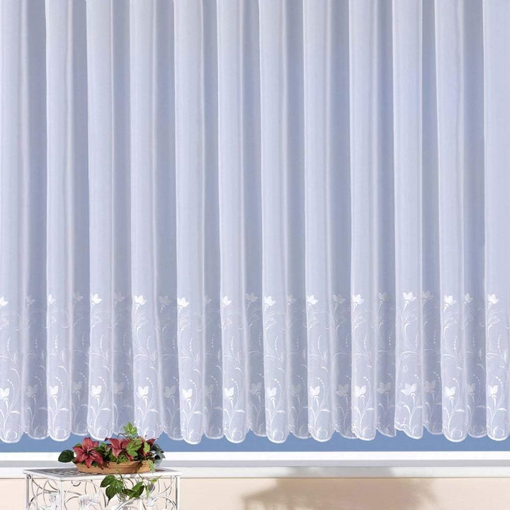 wohnfuehlidee Voile-Fertigstore Cosima, mit Stickerei, Kräuselband-Aufhängung, transparent, Farbe we
