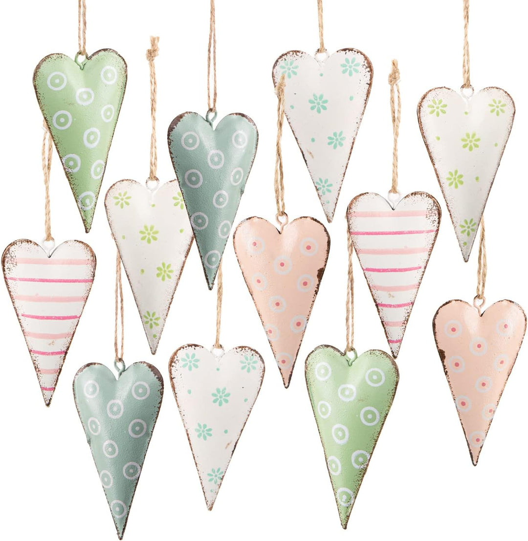 Logbuch-Verlag 12 Herzen Anhänger Metall Herzanhänger 8 cm rosa Pastellfarben 8 cm Dekoration give-A