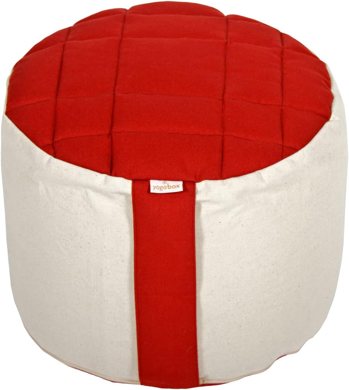 Yogabox Meditationskissen Rondo Big Premium bordeaux / natur Ø 35 cm x 25 cm, bordeaux / natur Ø 35