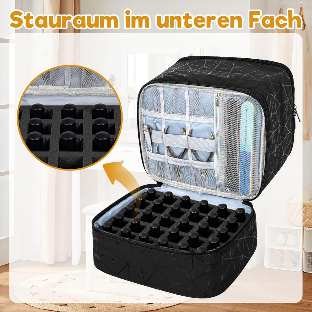 Nagellack Aufbewahrung, Doppelschicht Nagellack Organizer Tasche, Kosmetikkoffer wasserdichter tragb