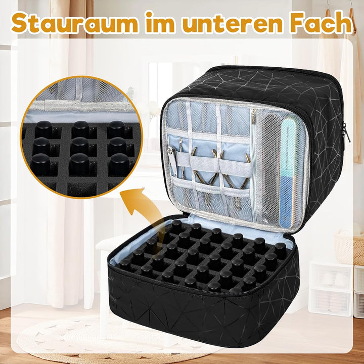 Nagellack Aufbewahrung, Doppelschicht Nagellack Organizer Tasche, Kosmetikkoffer wasserdichter tragb