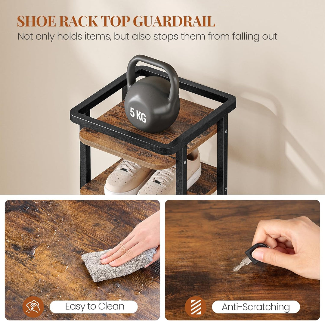 Vertikales Schuhregal, 10 Ebenen Schmales Schuhregal mit Haken, Verstellbar, Platzsparend, Schuhturm