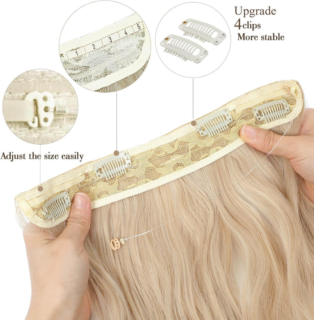 Ms Taj Invisible Secret Wire Extensions 50cm,Aschblonde Extensions lange mit Einstellbarer Grösse,ei