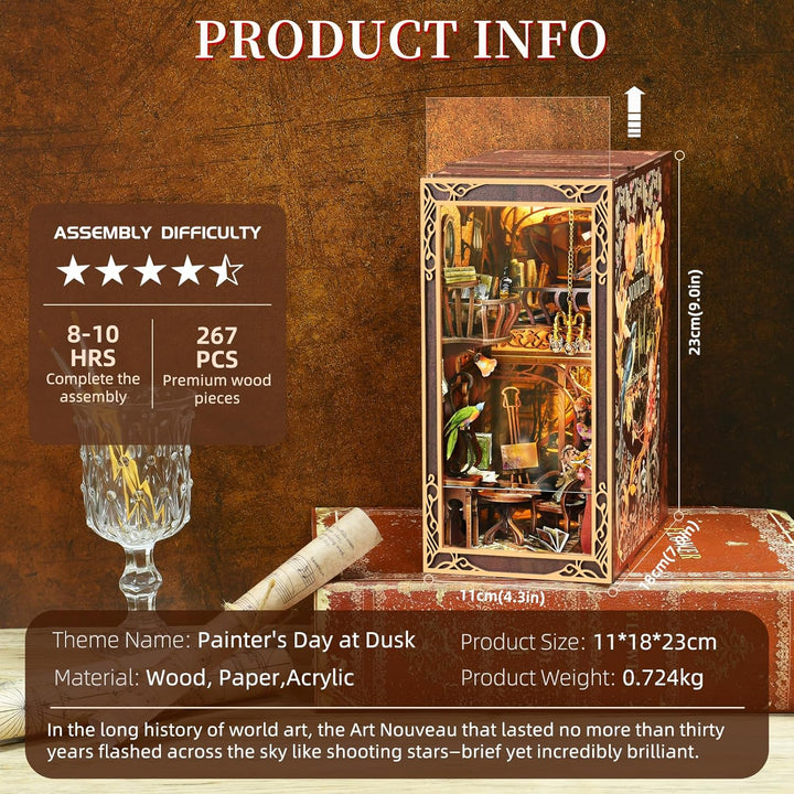 Book Nook Kit, DIY Miniatur Puppenhaus Booknook Kit, 3D Holzpuzzle Buchstütze Bücherregal Dekoration