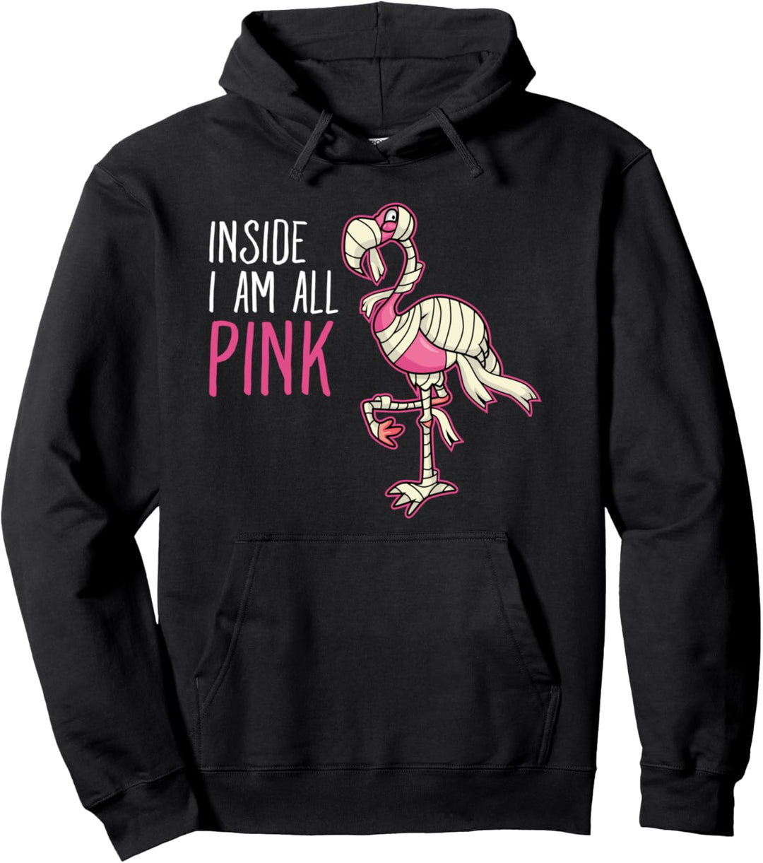 Inside I'm all Pink Funny Halloween Flamingo Gift Pullover Hoodie