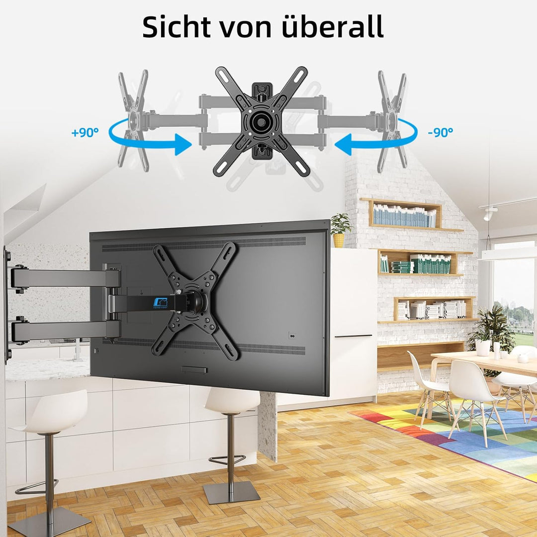HOME VISION TV Wandhalterung Schwenkbar & Neigbar für 17-42 Zoll Flach & Curved Fernseher & Monitore