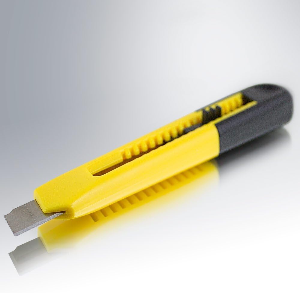 Cuttermesser Teppichmesser Kartonmesser Yellow inklusive Cutterklingen 18mm (25 Messer / 1000 Klinge