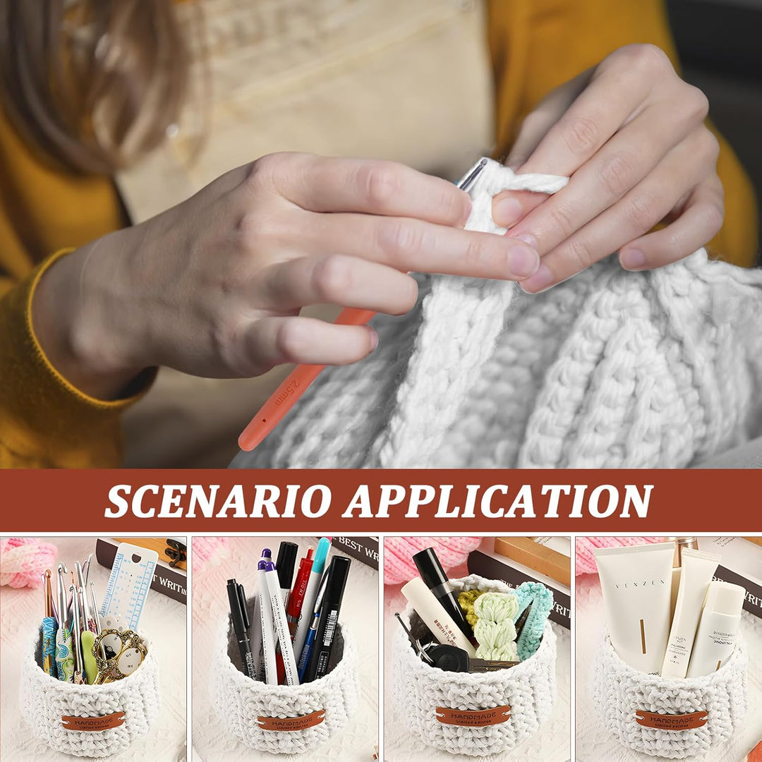 Häkelset für Anfänger, 2 Grösse Rund Körbe häkeln mit Garn und Häkelnadel strickset für anfänger Pra