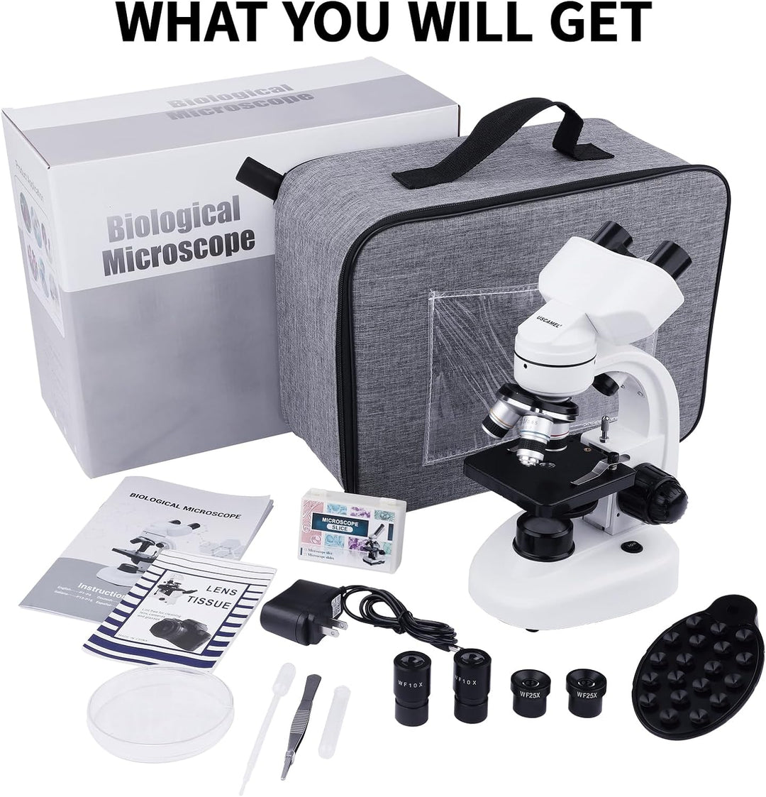 USCAMEL 40-1000-fache Vergrösserung LED Binokular Verbundmikroskop Professionelles Verbundmikroskop