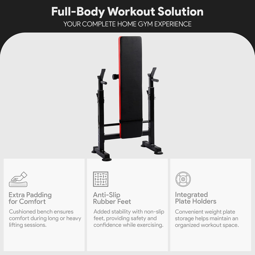 BalanceFrom Multifunktionale Workout-Station, verstellbare Olympische Trainingsbank mit Kniebeugenst