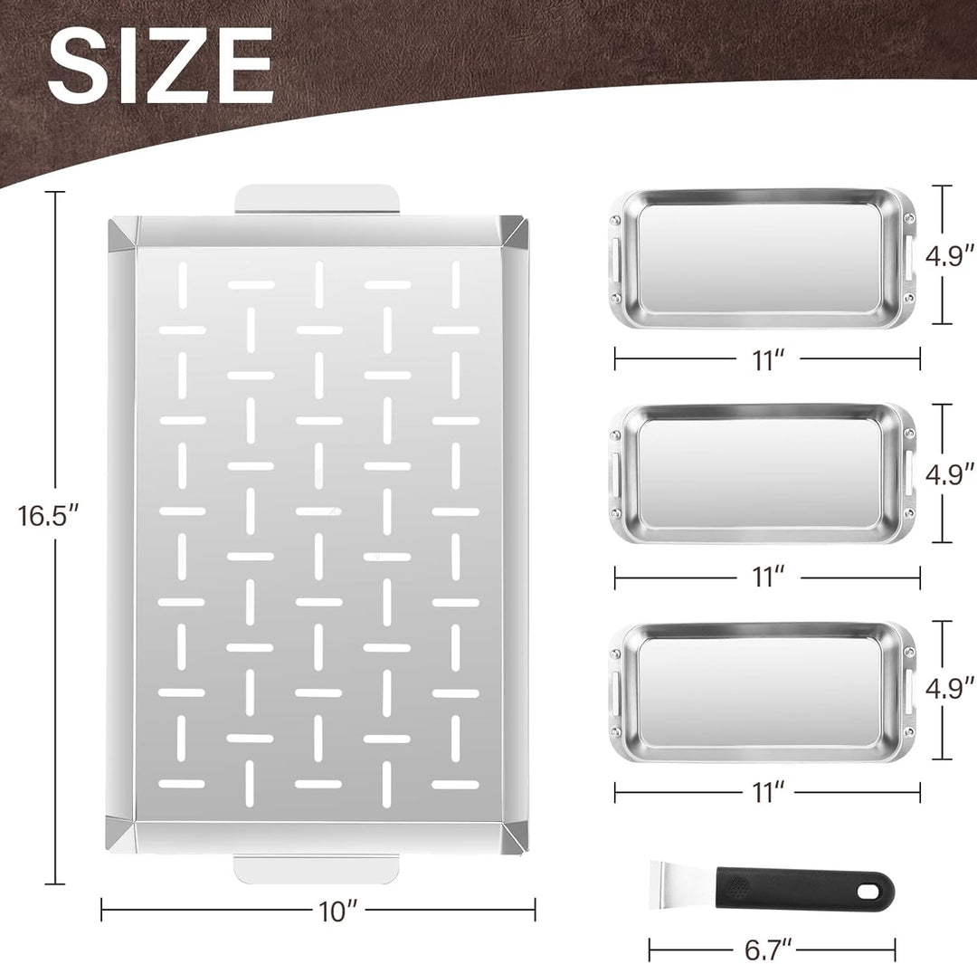 Edelstahl Grillpfännchen 4-teilig Set, Vielseitige Grillschalen für Gas-, Holzkohle- & Ofengrill, Un