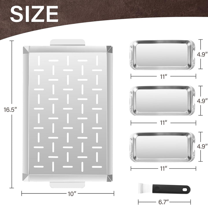 Edelstahl Grillpfännchen 4-teilig Set, Vielseitige Grillschalen für Gas-, Holzkohle- & Ofengrill, Un