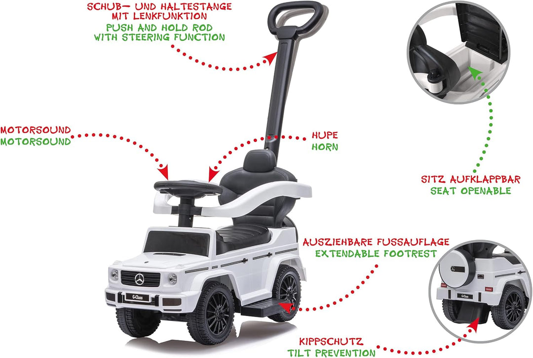 JAMARA 460625 - Rutscher Mercedes-Benz G 350 d 3in1 – ab 6 Monate, Sitzhöhe 260 mm, Kippschutz, Schu