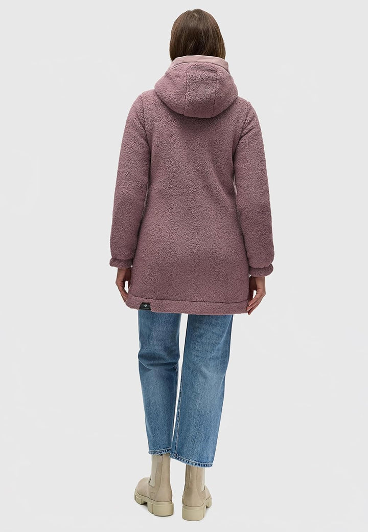 Ragwear Damen Fleecejacke Kurze Teddyfleece-Jacke warm mit Kapuze Cousy XS-6XL 3XL Mauve24, 3XL Mauv