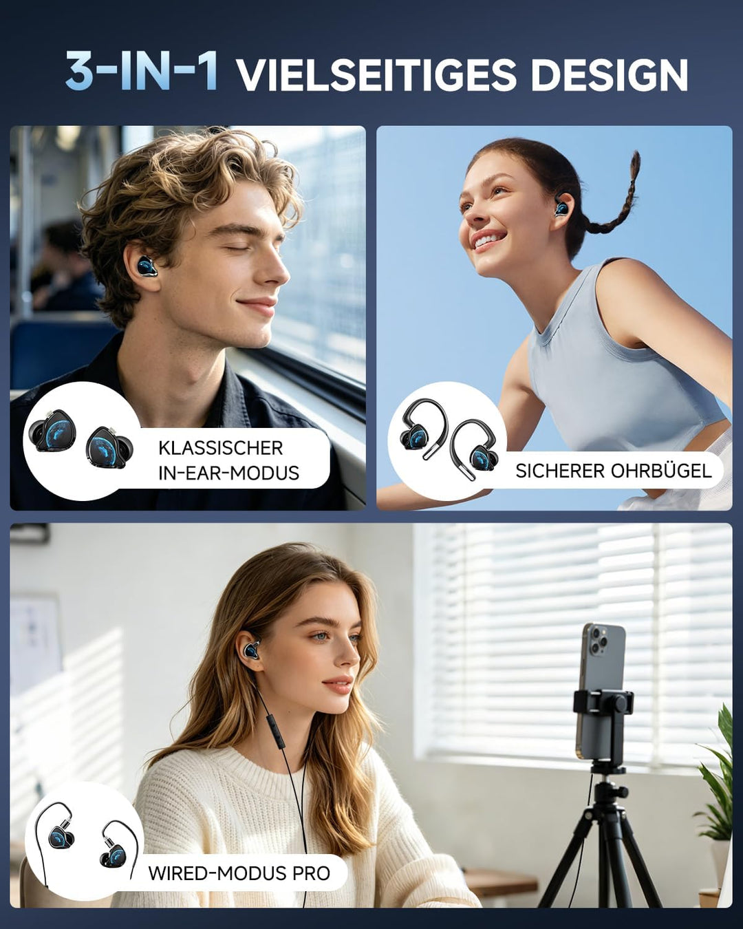 NE81 Dual-Mode In Ear Kopfhörer Kabellos Bluetooth 6.0 + Kabelgebunden mit Type-C, Soundkarte mit 6