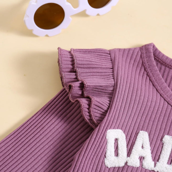 JiAmy Neugeborene Baby Mädchen Kleidung Rüschen Langarm Spitze Strampler Daddys Girl Bodysuit und La