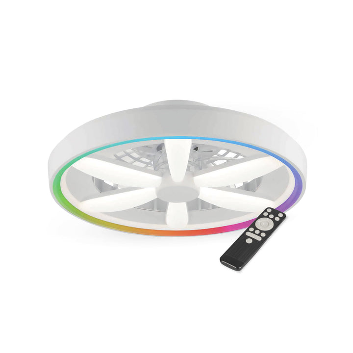 Deckenventilator mit Beleuchtung 48W - Ø 48cm, dimmbare LED Deckenleuchte mit Ventilator, RGB, warm-