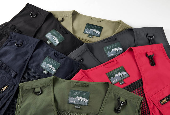 Herren Outdoor Weste Freizeit Schnelltrocknende Anglerweste mit vielen Taschen Sommer Ärmellos Jacke