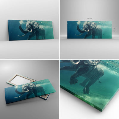 Panorama Bilder auf Leinwand 100x40cm Leinwandbild Elefant Tier Wasser Gross Wanddeko Bild Schlafzim