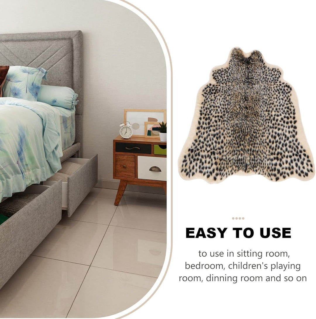 Amosfun Leoparden-Print, Kunst-Plüsch-Teppich mit Leopardenmuster, Fussmatte für Zuhause, Büro, Wohn