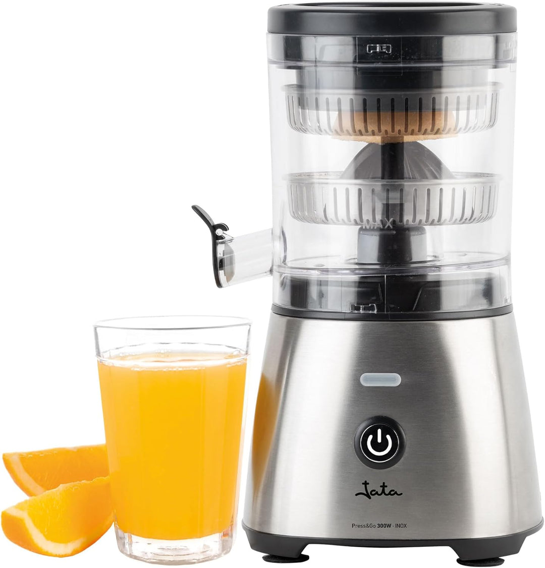 JATA JEEX1616 Elektrische Orangenpresse, automatisch, 300 W, Gehäuse und Filter aus Edelstahl, ausla