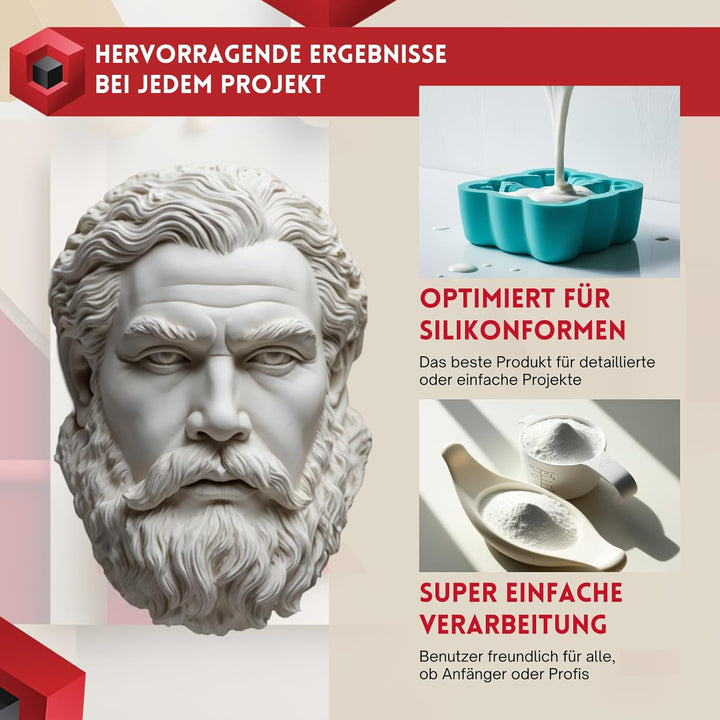 TFC Xyrarock FIBRE Giesspulver 5 kg – Extra Bruchfest, Faserverstärkt, Schneeweiss, Ideal für Kunst